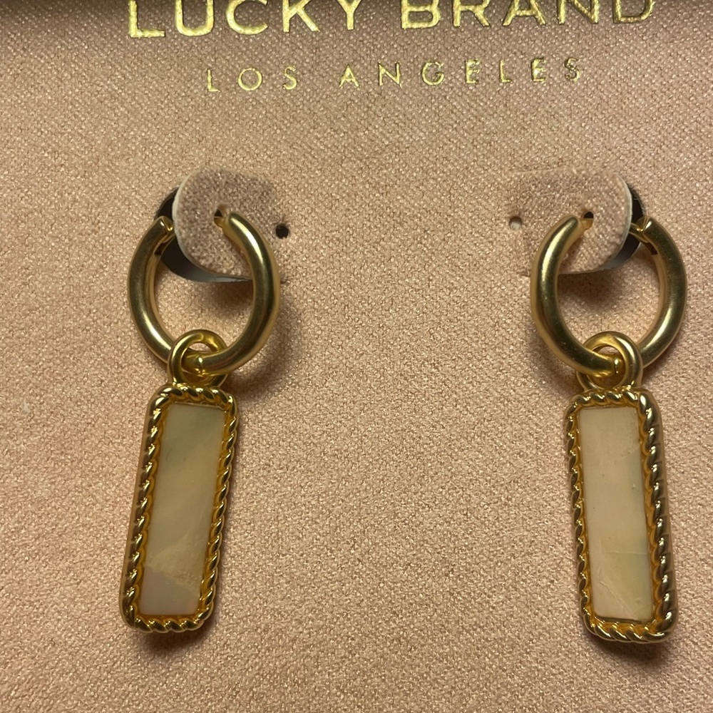 Lucky Brand Gold and Cream Dangle Earrings